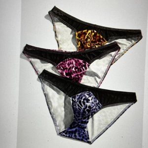 Brand New Men 3pcs Leopard Print Contrast Mesh Brief Various